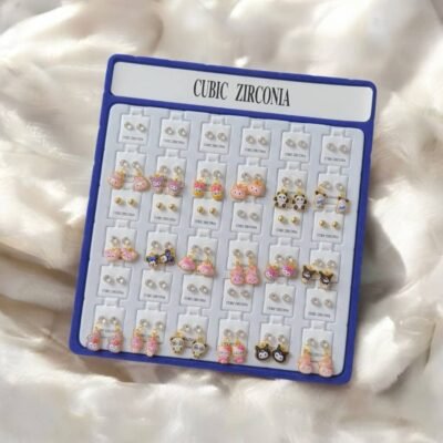 Aretes Sanrio/Ositos Dije 3D Y Pedreria "Zirconia"